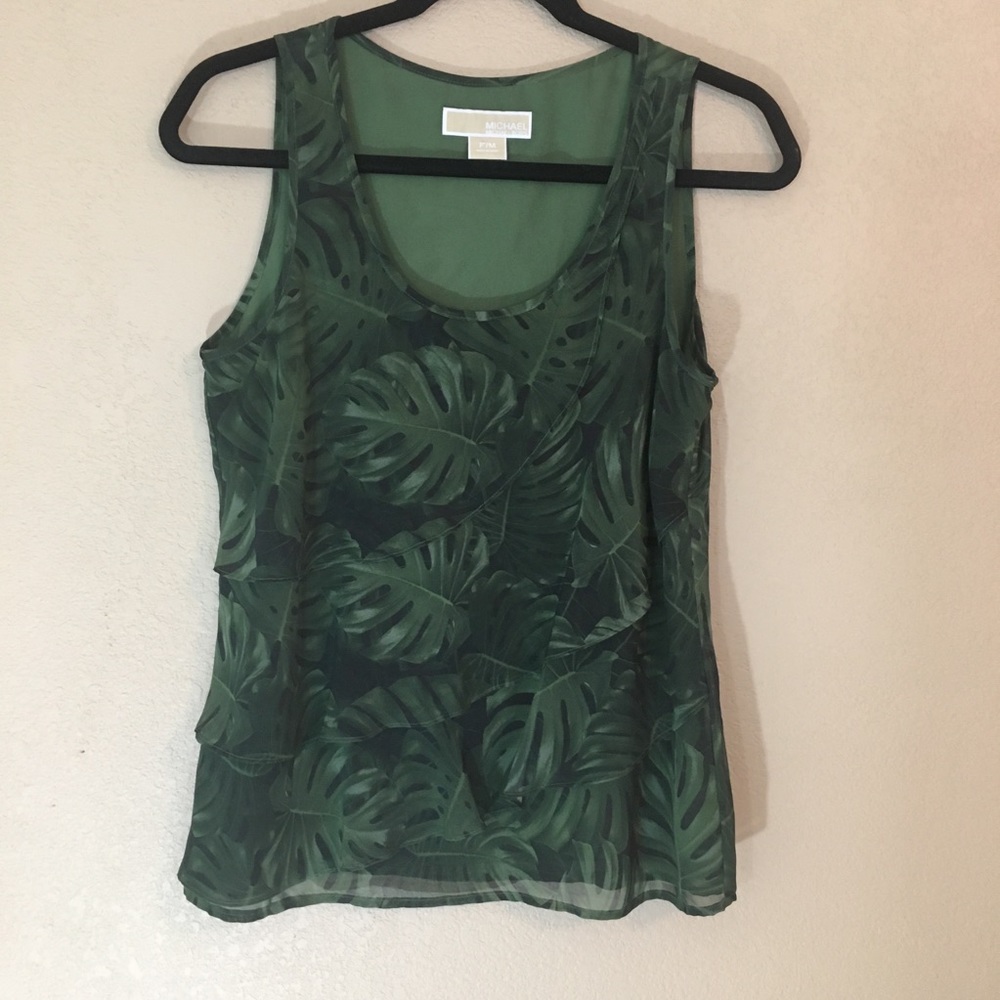 Michael Kors tropical leaf print layered tank top